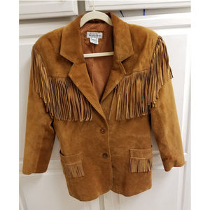 Vintage Genuine Leather Saks Fifth Ave Fringe Jacket Size Small